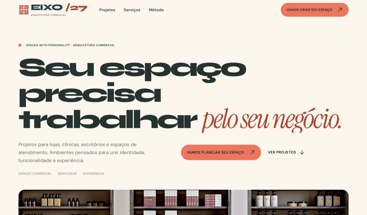 Fachada moderna destacada no site da EIXO 27